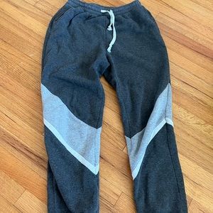 Dark grey sweats with light grey stripe